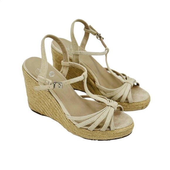 Colin Stuart Victoria's Secret Strappy Espadrille Wedge Sandal Size 7 Shoe Tan - Picture 1 of 7